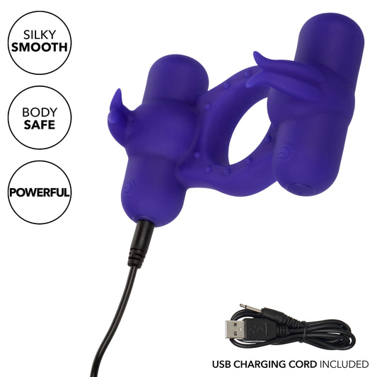 Silicone Rechargeable Triple Orgasm Enhancer - Purple SE1843503