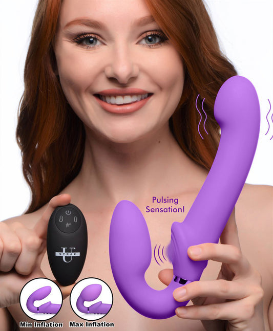 10x Ergo- Fit G-Pulse Inflatable and Vibrating Strapless Strap- on - Purple SU-AG495-PUR