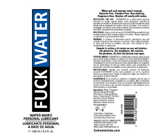 Fuck Water Water-Based Lubricant - 8 Fl. Oz.