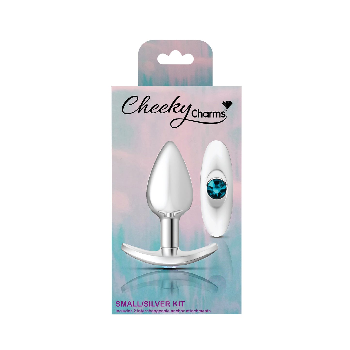 Silver Anchor Buttplug Kit - Clear Iridescent/teal