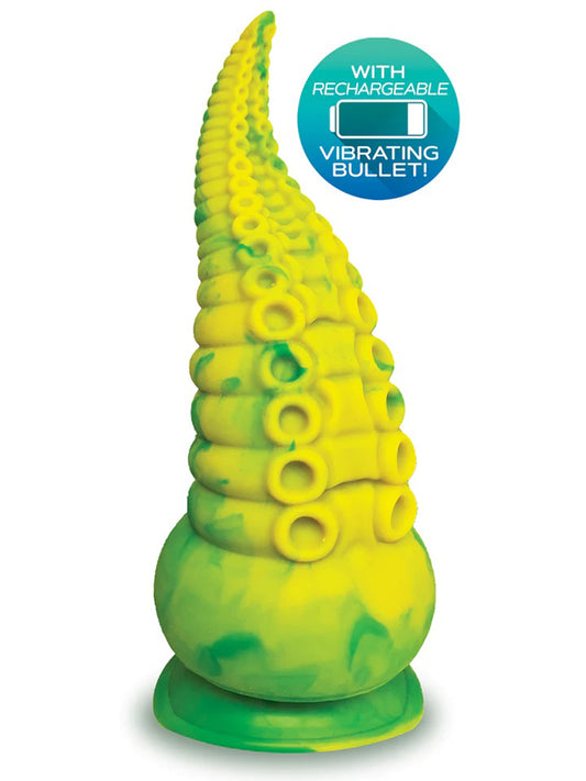 Alien Nation Octopod Silicone Rechargeable Vibrating Creature Dildo - Yellow and Green IC1354