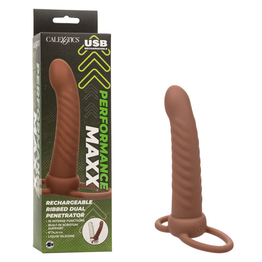 Performance Maxx Rechargeable Ribbed Dual Penetrator - Brown SE1634113