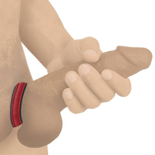 Leather and Velcro Cock Ring - Red STR-AH013-RED