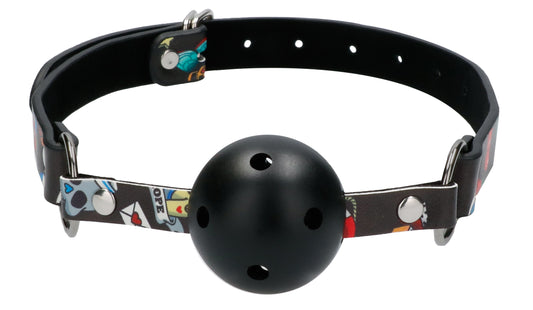 Breatheable Ball Gag - Old School Tattoo Style - Black OU-OU445BLK