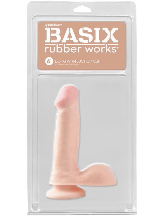 Basix Rubber Works - 6 Inch Dong With Suction Cup - Flesh PD4227-21