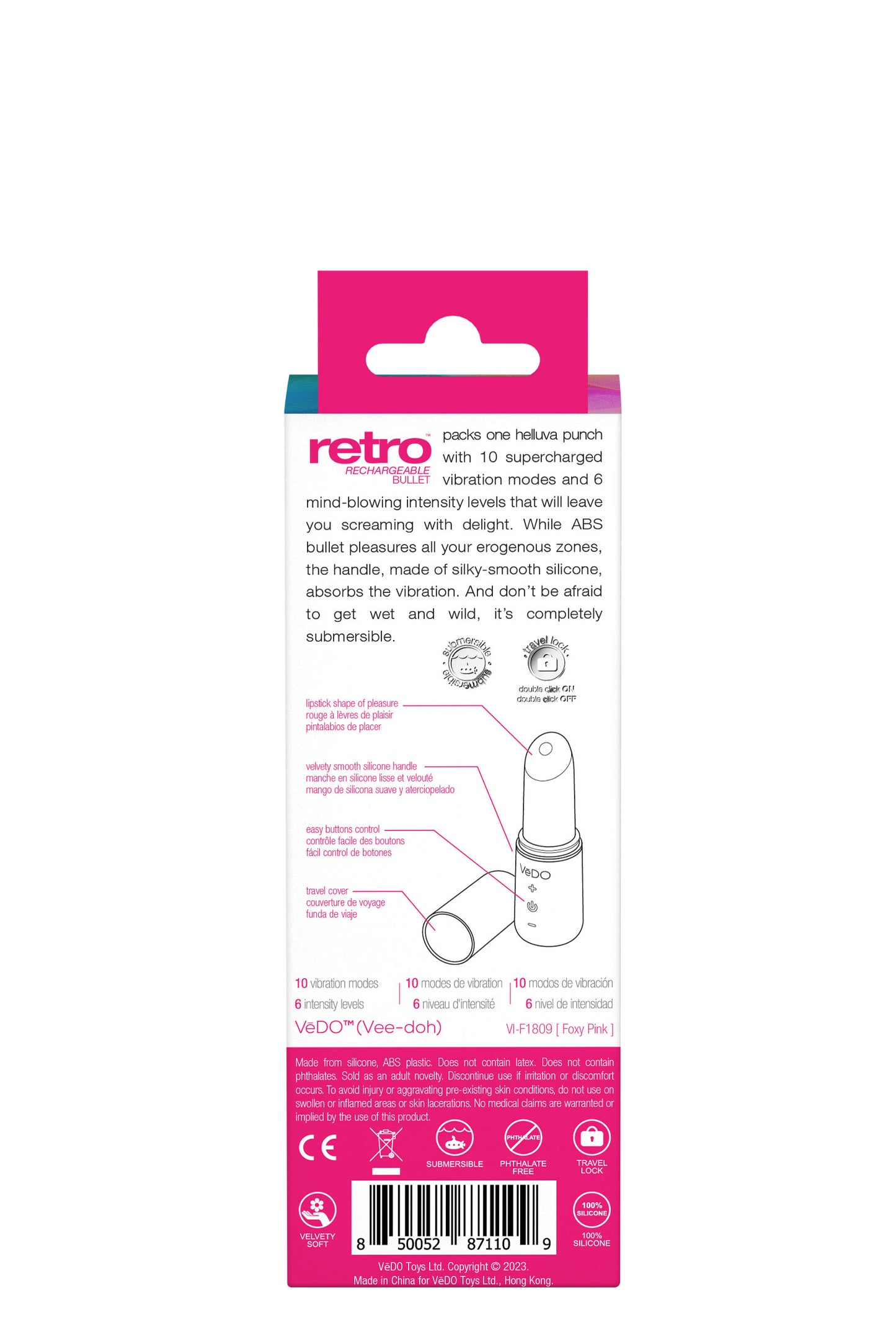 Retro Rechargeable Bullet - Pink VI-F1809