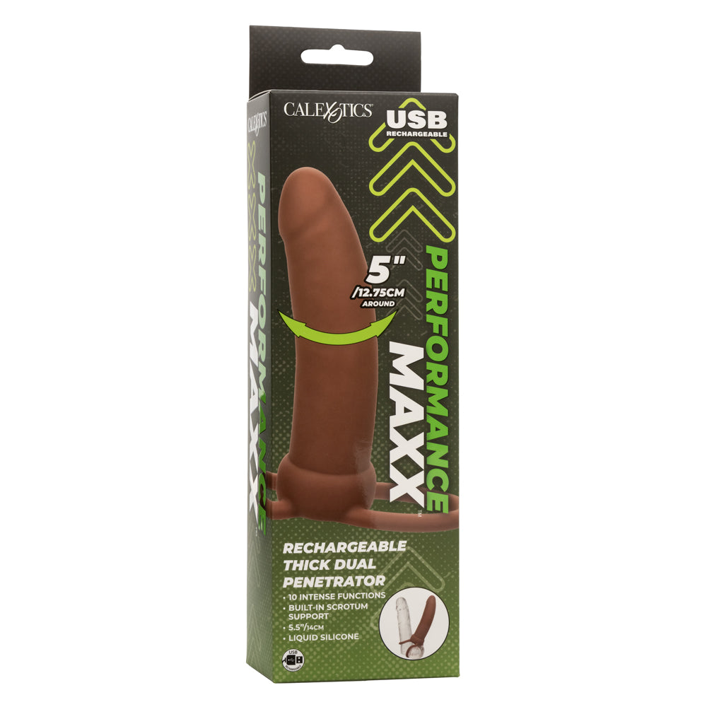 Performance Maxx Rechargeable Thick Dual  Penetrator - Brown SE1634013