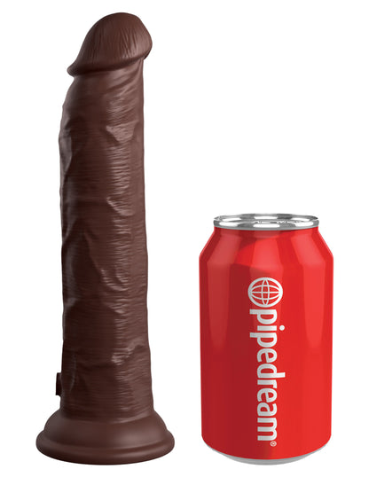 King Cock Elite 9 Inch Vibrating Silicone Dual  Density Cock With Remote - Brown PD5779-29