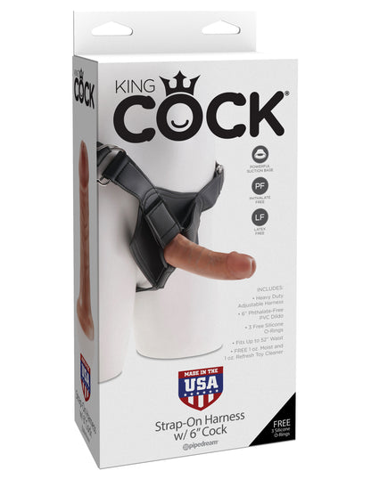 King Cock Strap on Harness With 6 Inch Cock - Tan PD5621-22