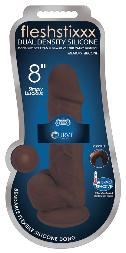 8 Inch Fleshstixxx Silicone Dildo With Balls - Chocolate CN-19-0535-11