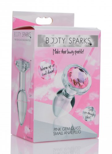 Pink Gem Glass Anal Plug - Small BTYS-AG430-SML