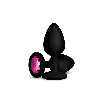 Gemma Pink Gem Black Silicone Plug - Large