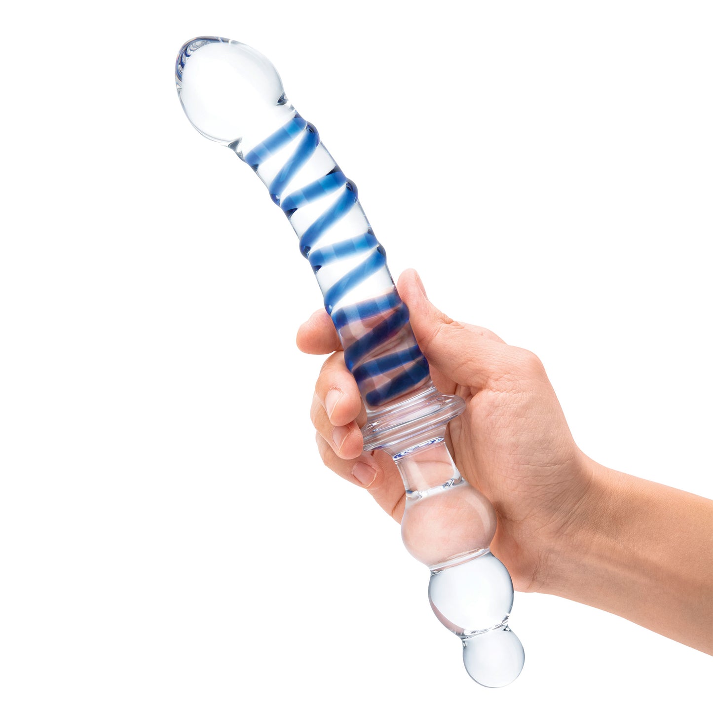 10 Inch Twister Dual-Ended Dildo - Clear/blue GLAS-163