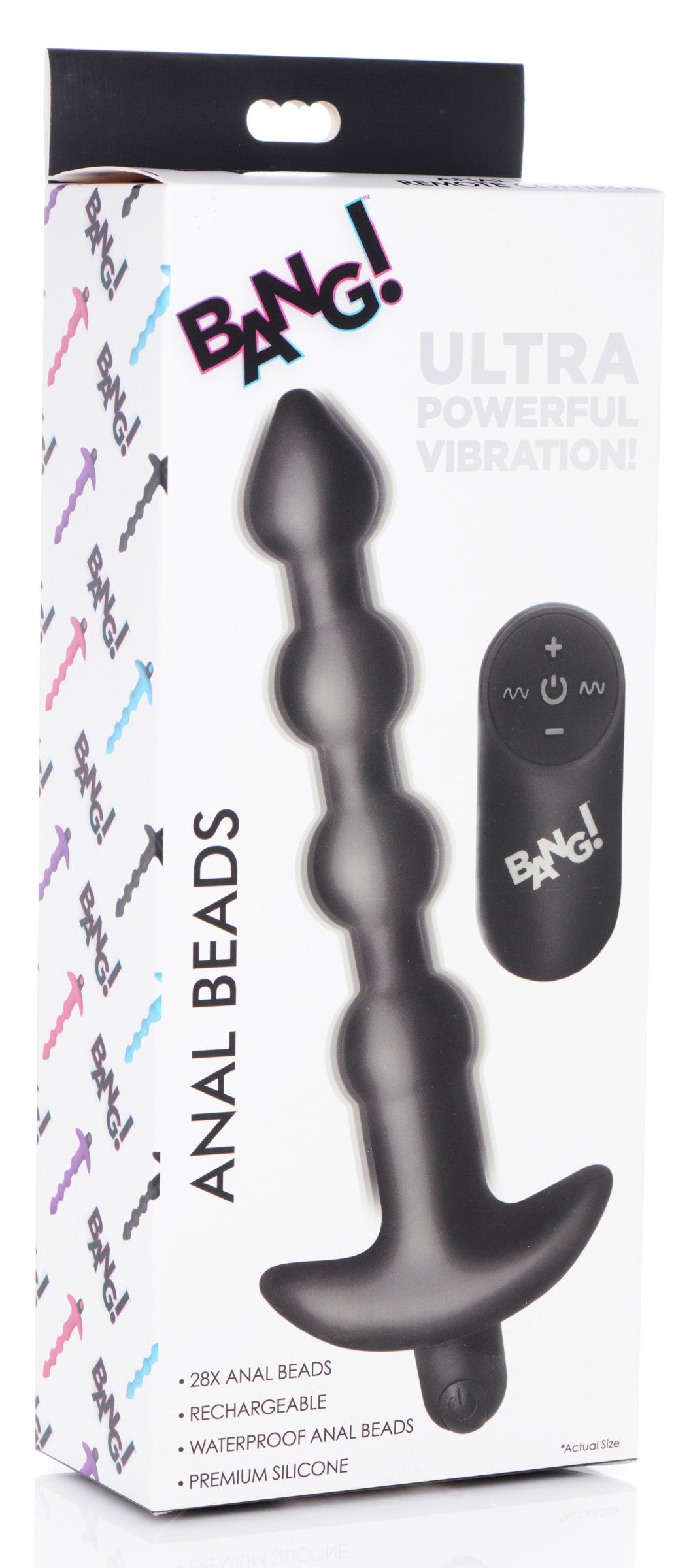 Bang - Vibrating Silicone Anal Beads and Remote Black BNG-AG614-BLK