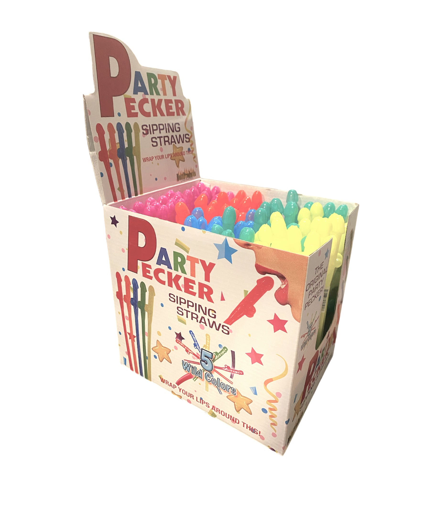 Party Pecker Sipping Straws 5 Assorted Colors 144  Pcs Display HTP2101D