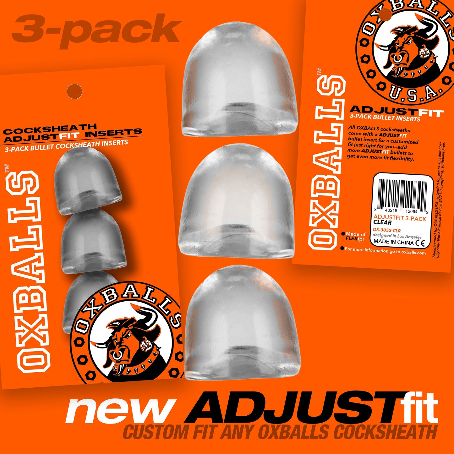 Cocksheath Adjustfit 3 Pack Bullet Inserts OX-3052-CLR