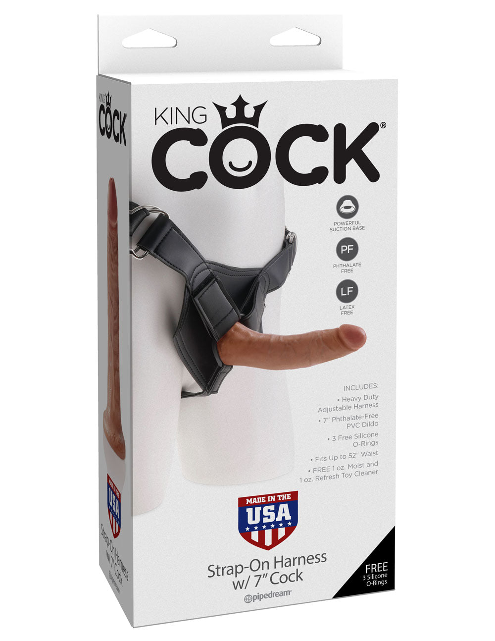 King Cock Strap-on Harness With 7 Inch Cock - Tan PD5622-22