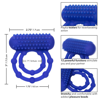 Silicone Rechargeable 10 Bead Maximus Ring - Blue SE1843303