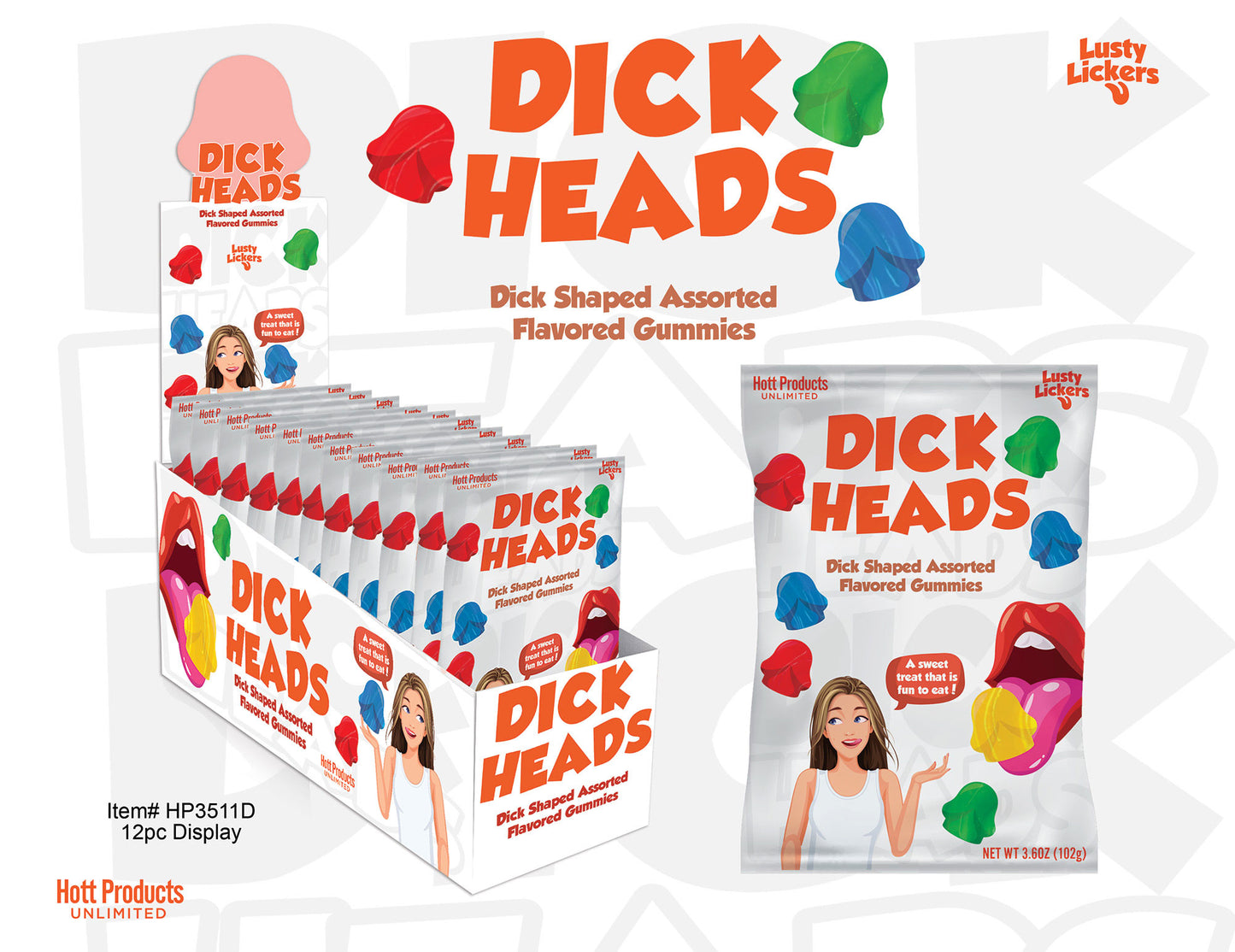 Dick Heads Gummies - Dick Shaped Gummies -  Assorted Flavors HTP3511-D