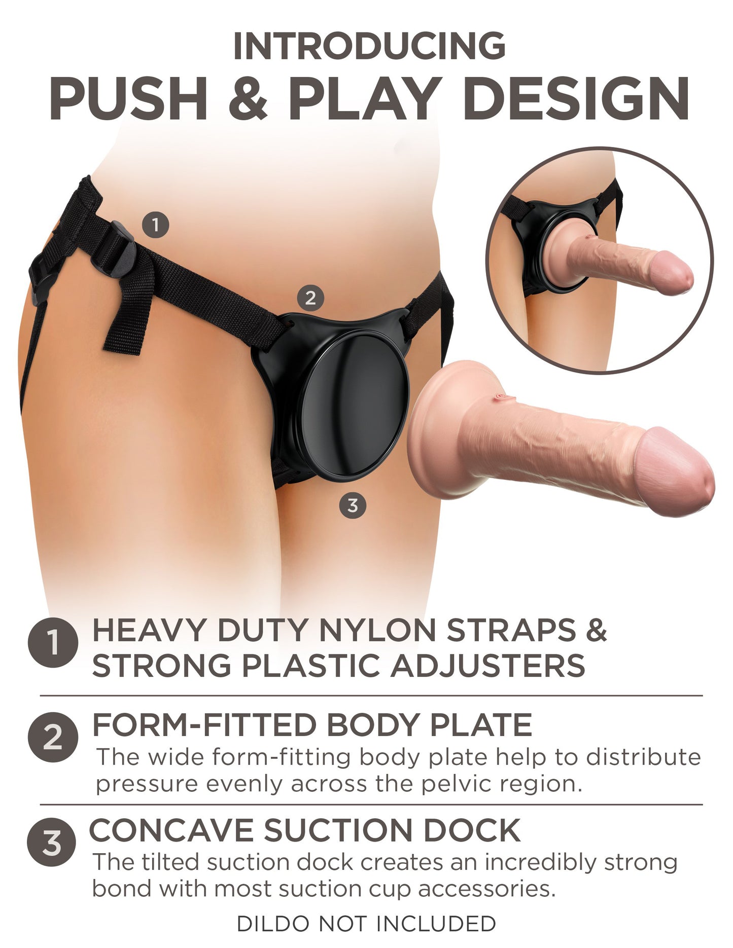 King Cock Elite Beginner's Body Dock Strap-on  Harness - Black PDBD101-23