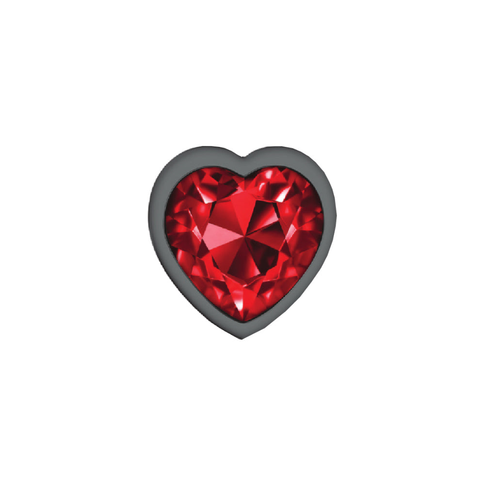 Cheeky Charms-Gunmetal Metal Butt Plug- Heart-Dark Red-Small VB-CC9135