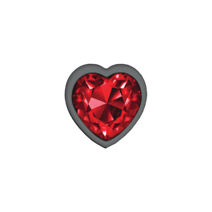 Cheeky Charms-Gunmetal Metal Butt Plug- Heart-Dark Red-Small VB-CC9135