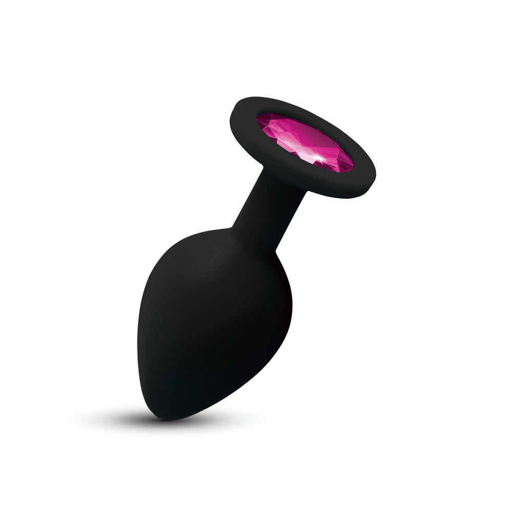 "Gemma Pink Gem Black Silicone Plug - Medium VB-CC9168"