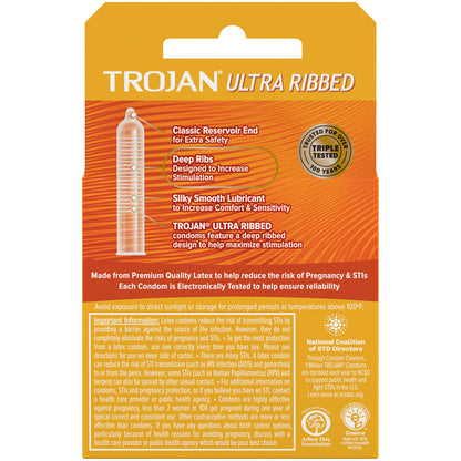 Trojan Stimulations Ultra Ribbed Lubricated Condoms - 3 Pack