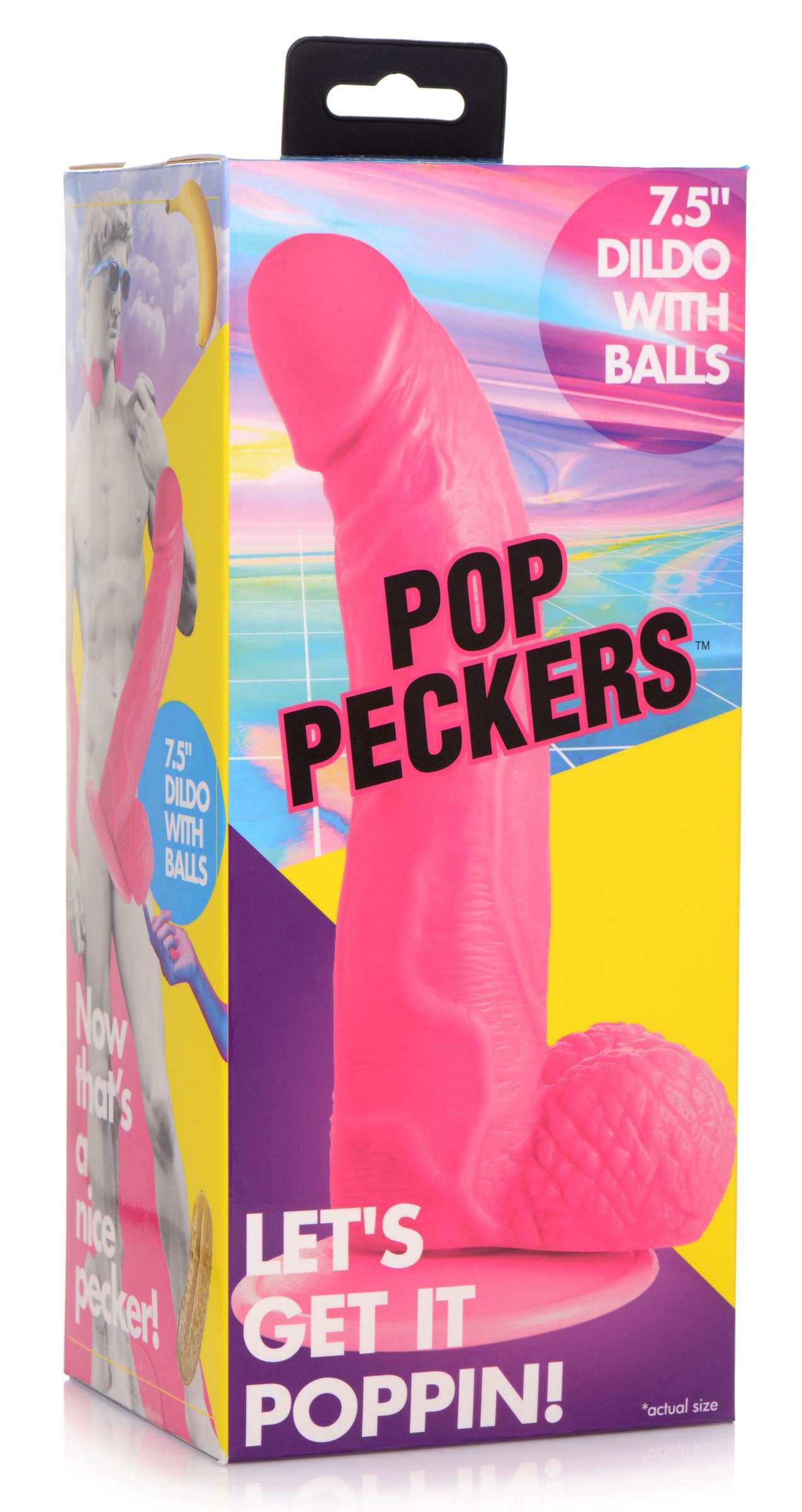 Pop Pecker 7.5 Inch Dildo With Balls - Pink POPP-AG767-PNK