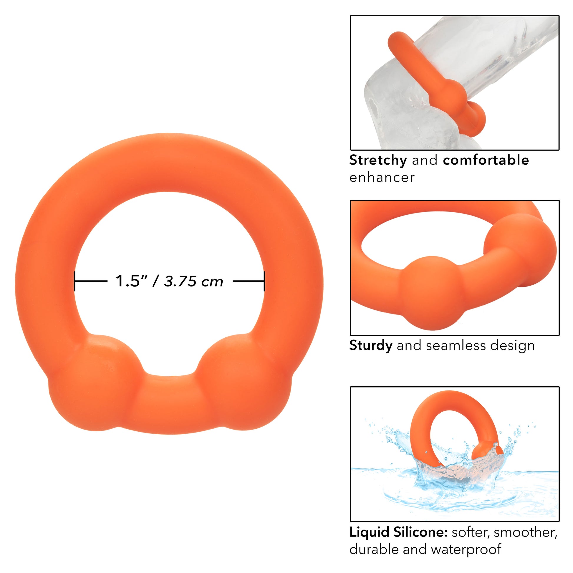 Alpha Liquid Silicone Dual Ball Ring - Orange Orange SE1492122