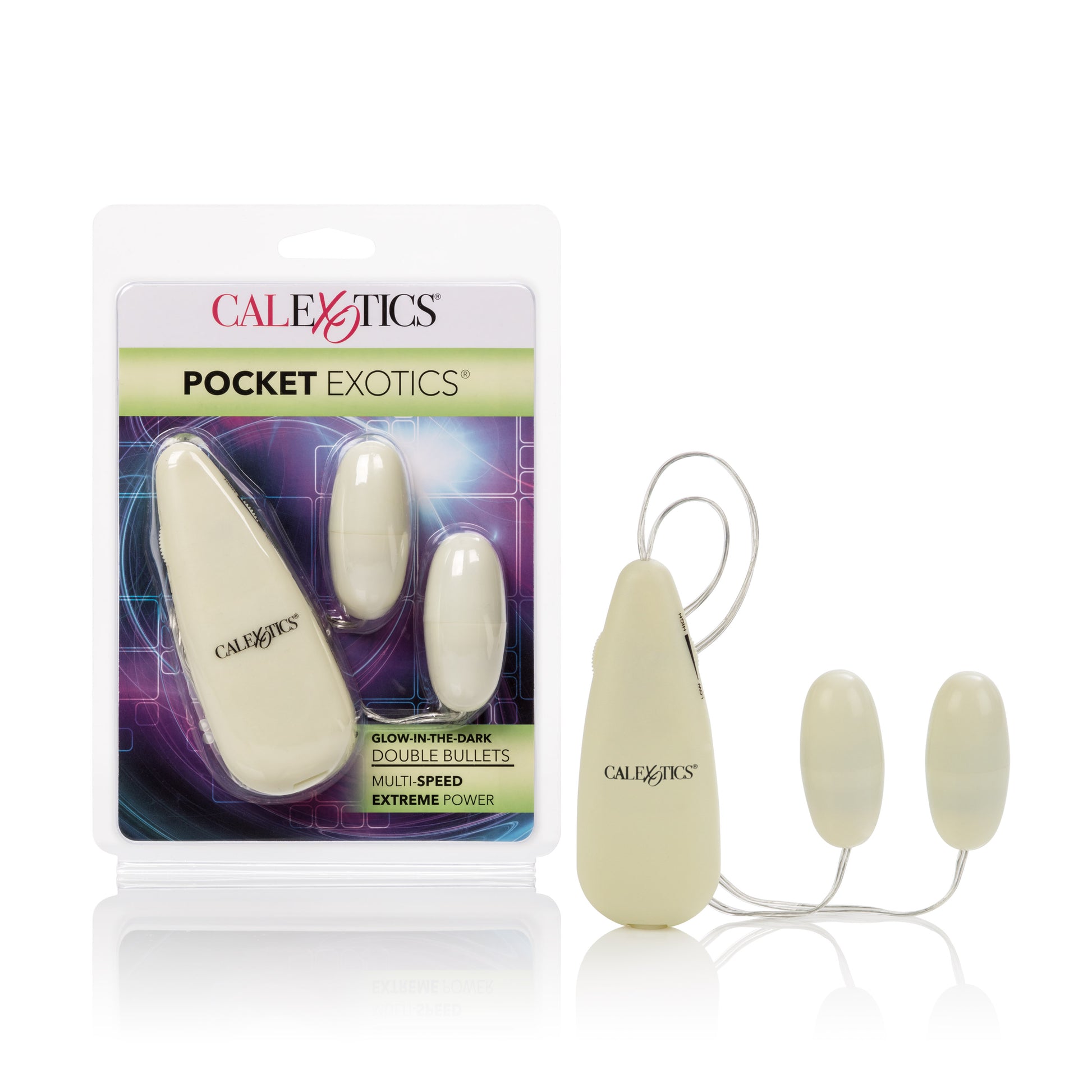 Glow-in-the-Dark Pocket Exotics Vibrating Glowing Double Bullets SE1101202