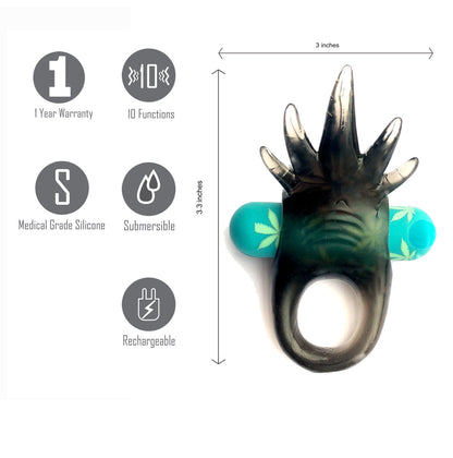 Ziggy Pot Leaf USB Rechargeable Vibrating Erection Enhancer Ring - 420 Series MTMA1723-LF