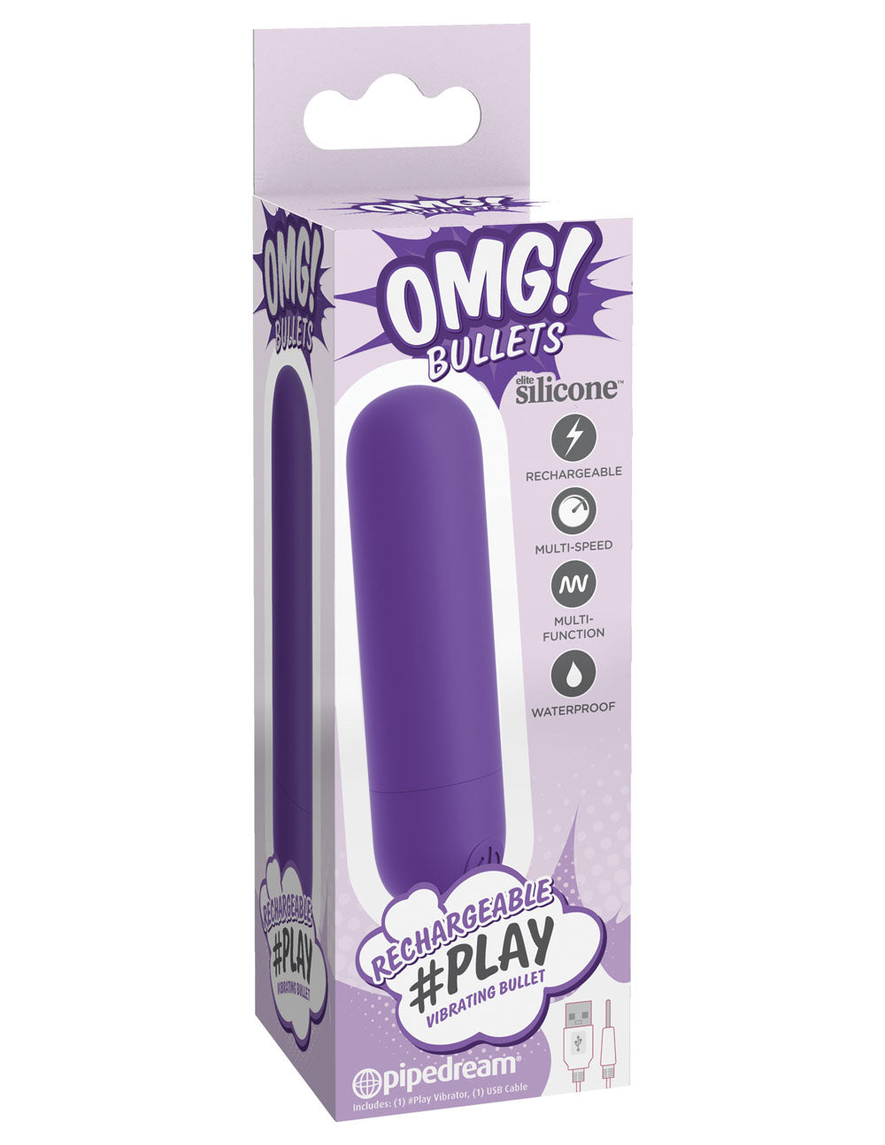 Omg! Bullets Play Rechargeable Vibrating Bullet - Purple PD1793-12