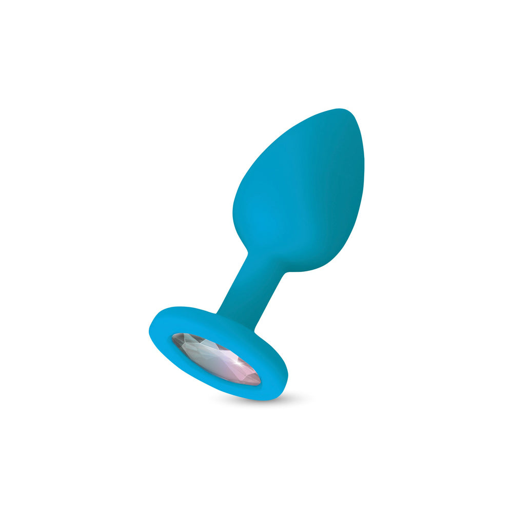 Gemma Clear Iridescent Gem Teal Silicone Plug - L