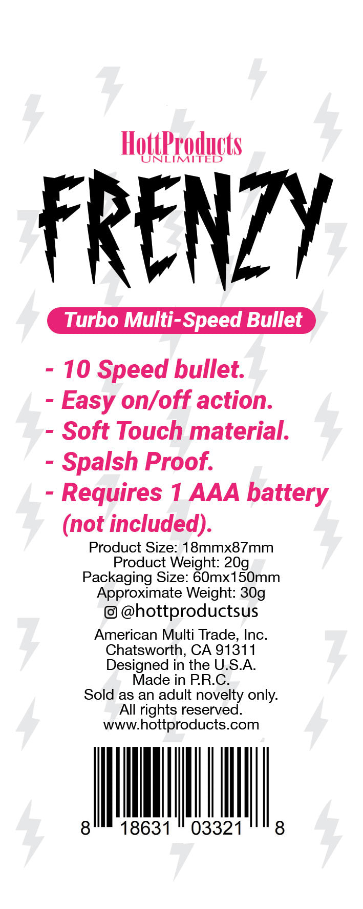 Frenzy - Power Bullet- Pink HTP3321