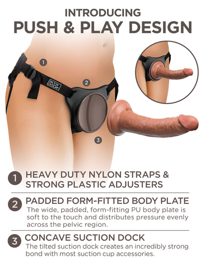 King Cock Elite Comfy Silicone Body Dock Kit -  Harness and 7 Inch Dildo - Tan PD5783-22