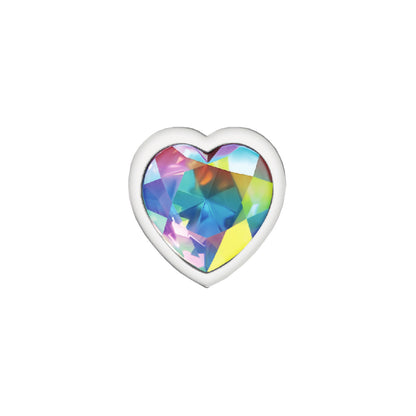 Cheeky Charms-Silver Metal Butt Plug- Heart-Clear-Small VB-CC9126