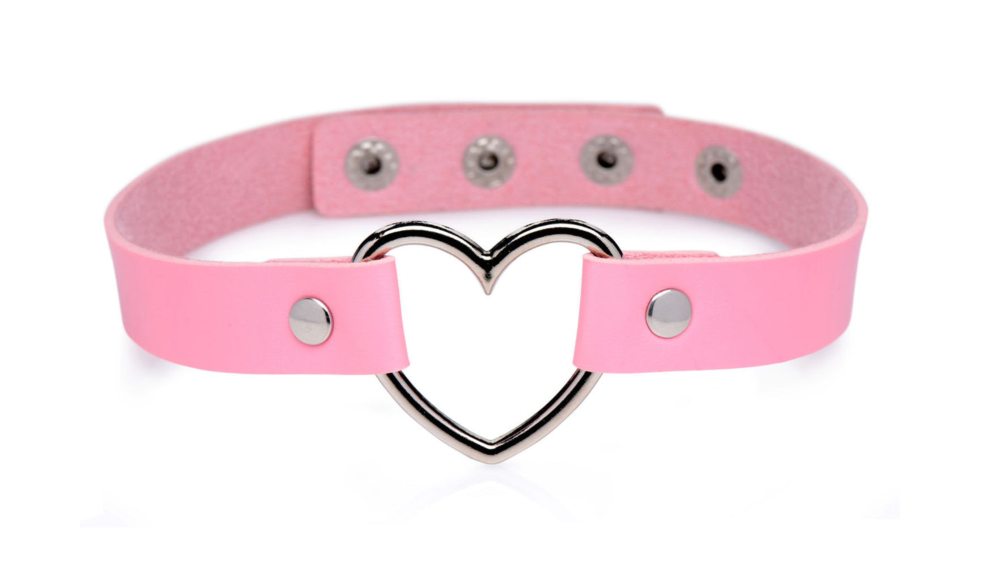 Dark Heart Chrome Heart Choker - Pink MS-AG249-PNK