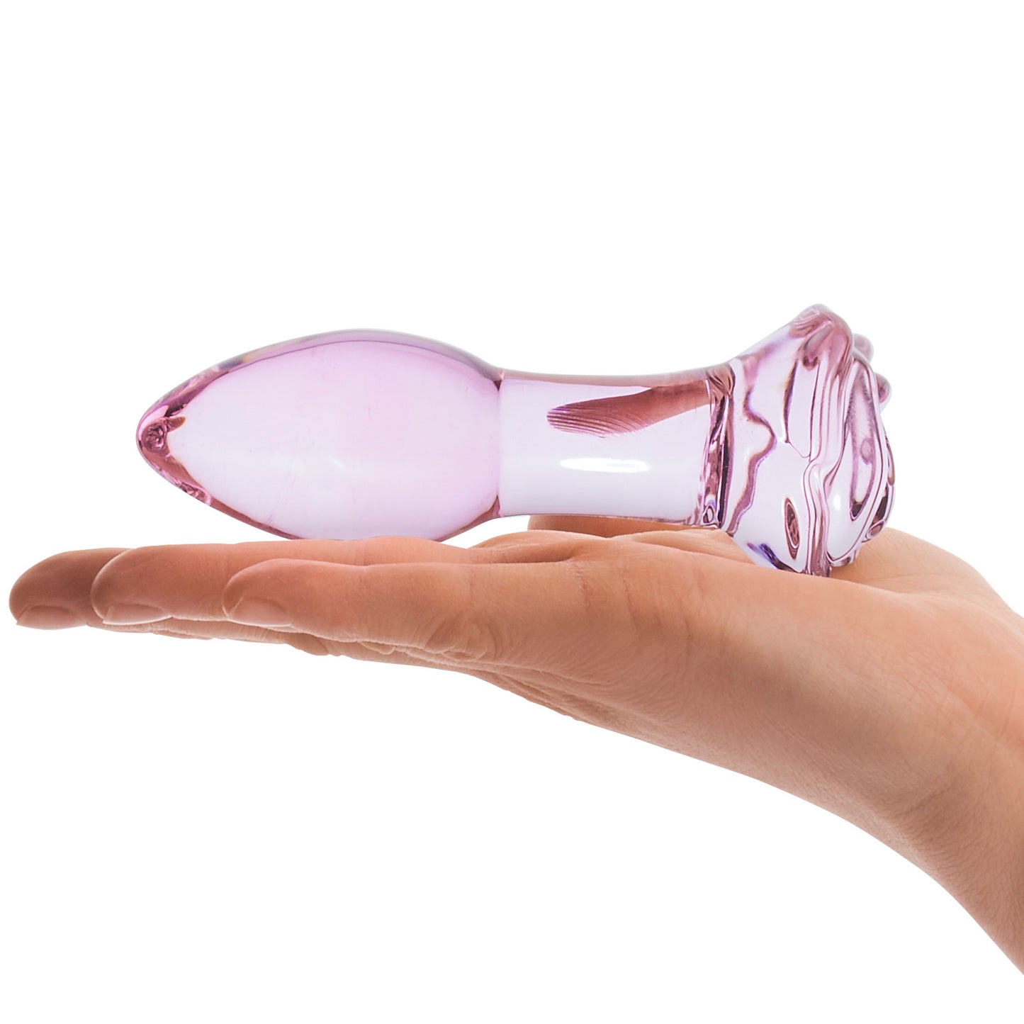 5 Inch Rosebud Glass Butt Plug - Pink GLAS-157