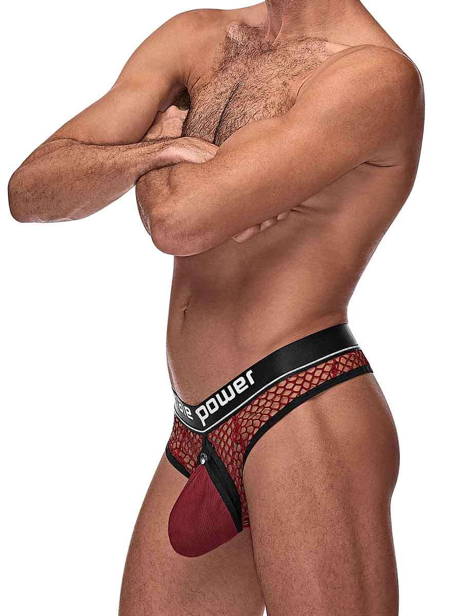 Cock Pit Net Cock Ring Thong - S/ M - Burgundy MP-410260BNSM