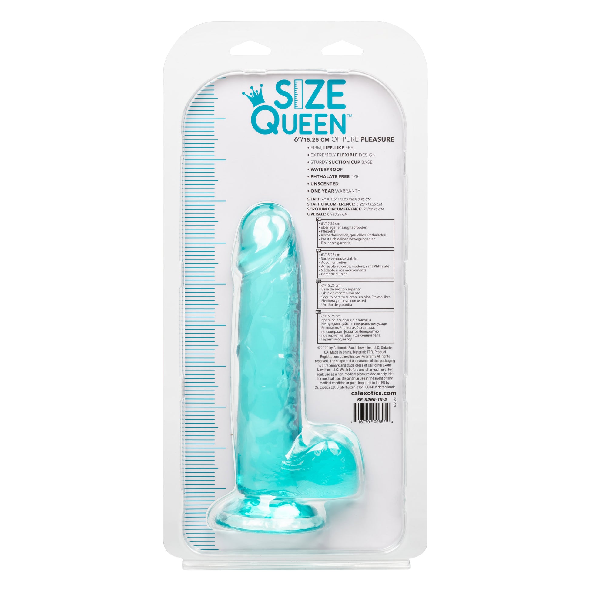 Size Queen 6 Inch - 15.25 Cm - Blue SE0260102