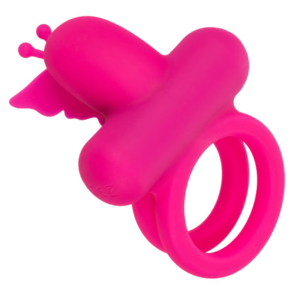 Silicone Rechargeable Dual Butterfly Ring - Pink SE1843353