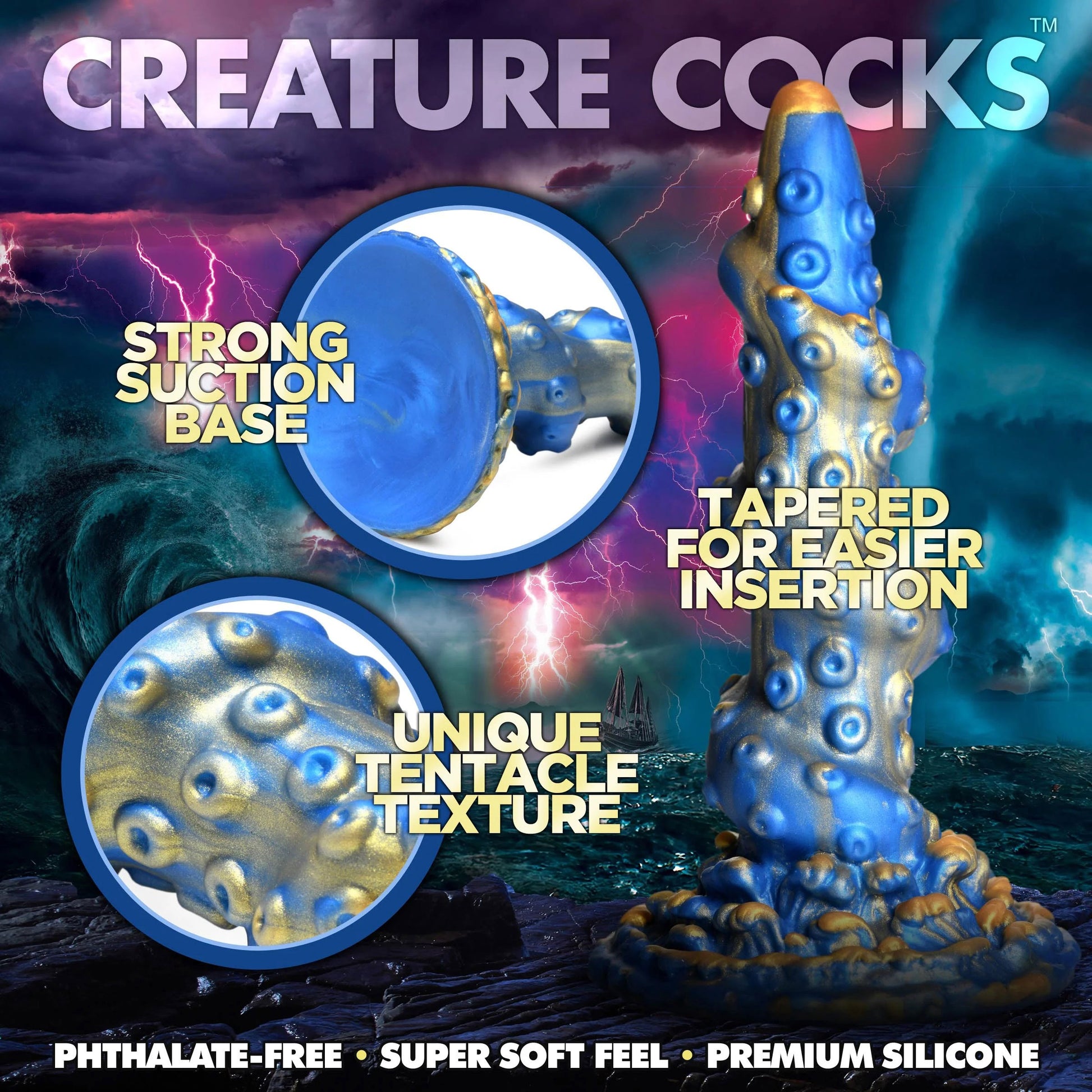 Lord Kraken Tentacled Silicone Dildo - Blue CC-AH108-BLU