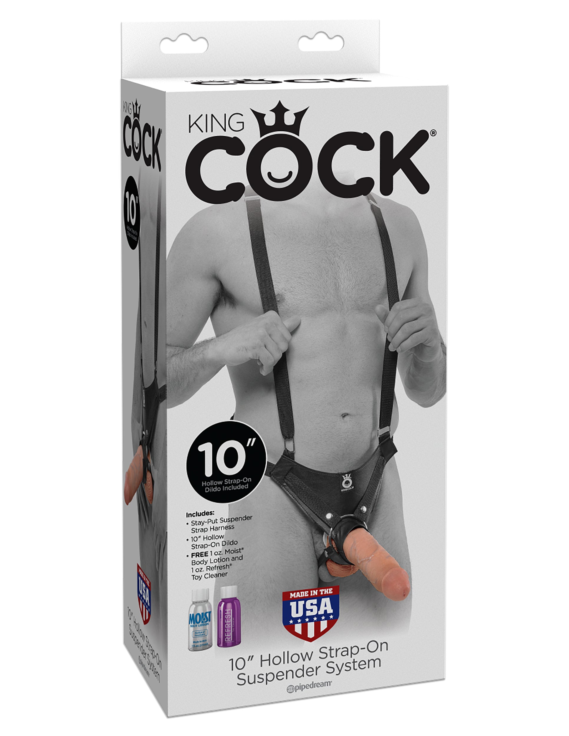 King Cock 10 Inch Hollow Strap-on Suspender  System - Flesh PD5641-21