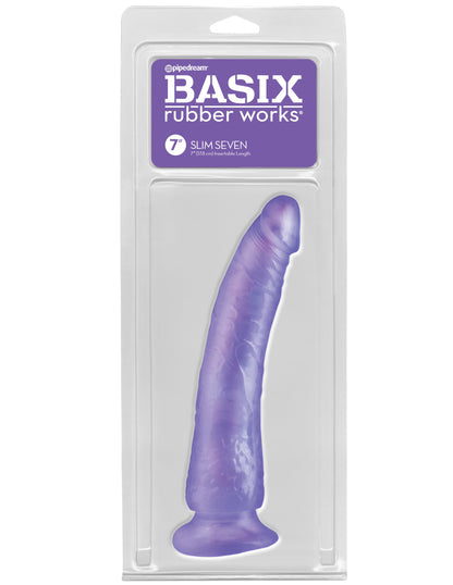 Basix Rubber Works - Slim 7 Inch With Suction Cup - Purple PD4223-12