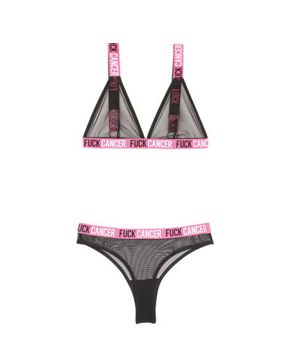 Fuck Cancer Bralette and Cheeky Panty Set - Black - S/m FL-BAF906-SM