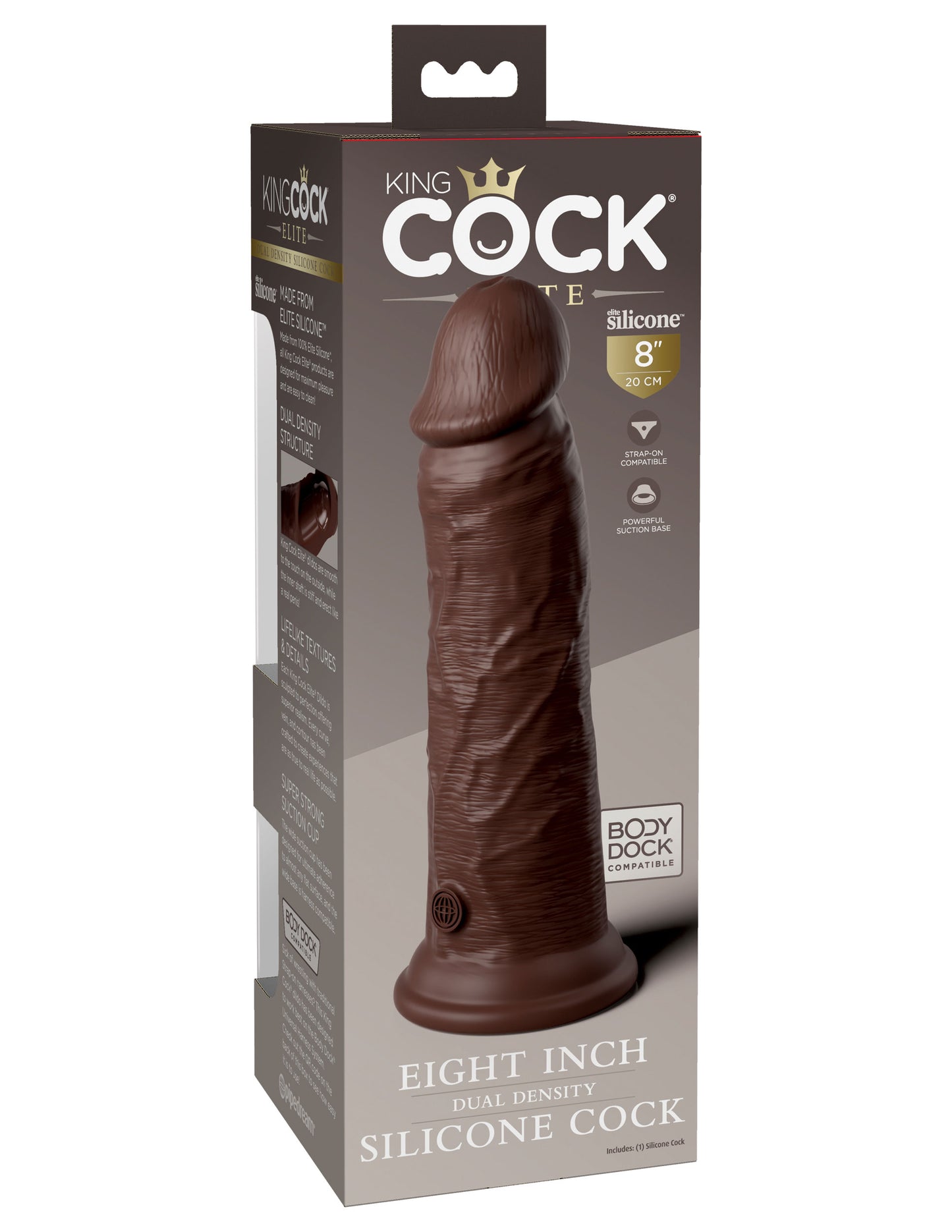 King Cock Elite 8 Inch Dual Density Silicone Cock  - Brown PD5772-29