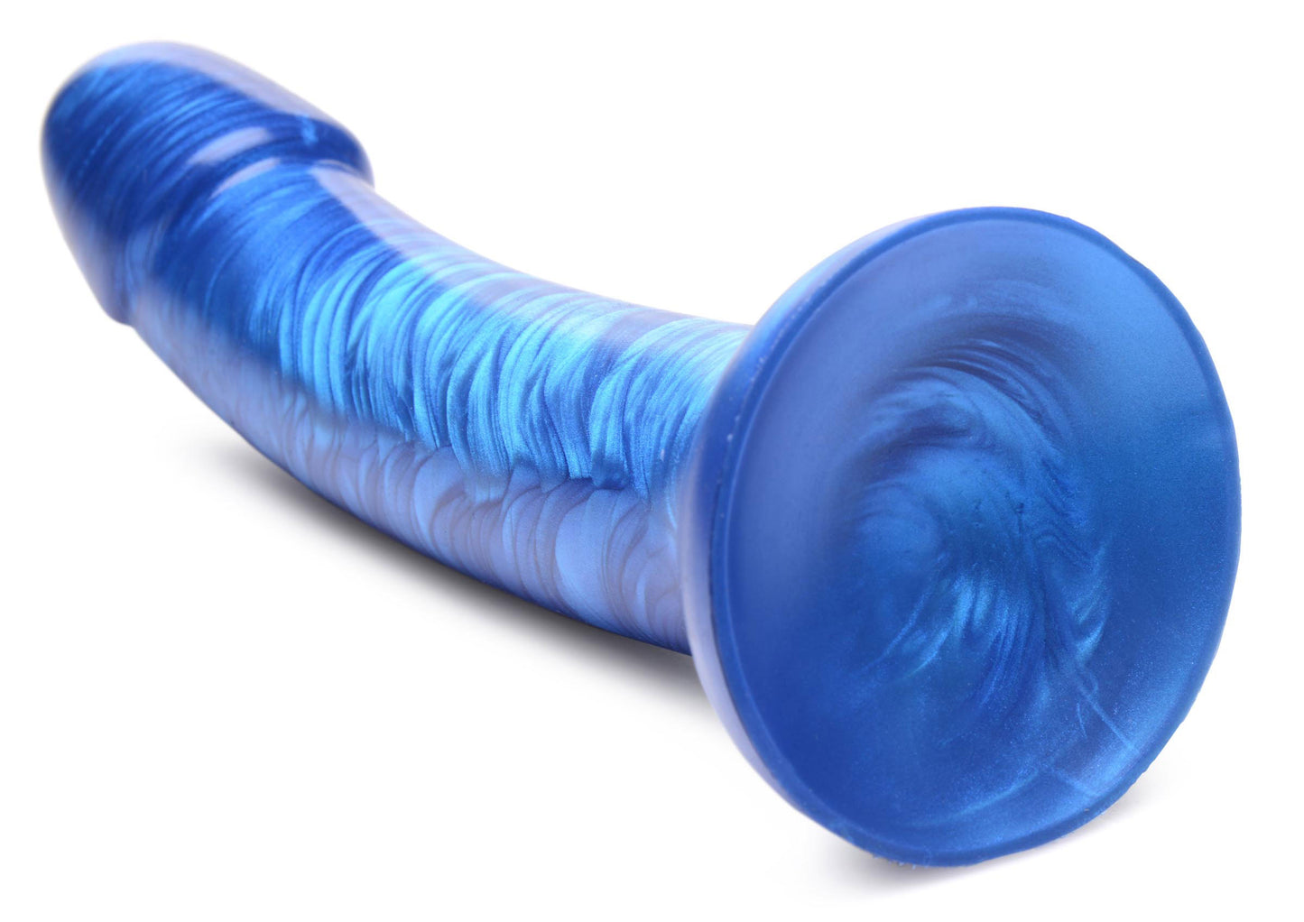 G-Tastic 7 Inch Metallic Silicone Dildo - Blue SU-AG862-BLU