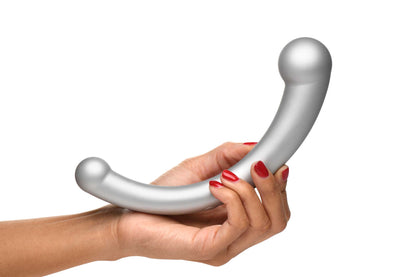 10x Vibra-Crescent Silicone Dual Ended Dildo -  Silver MS-AH112-SIL