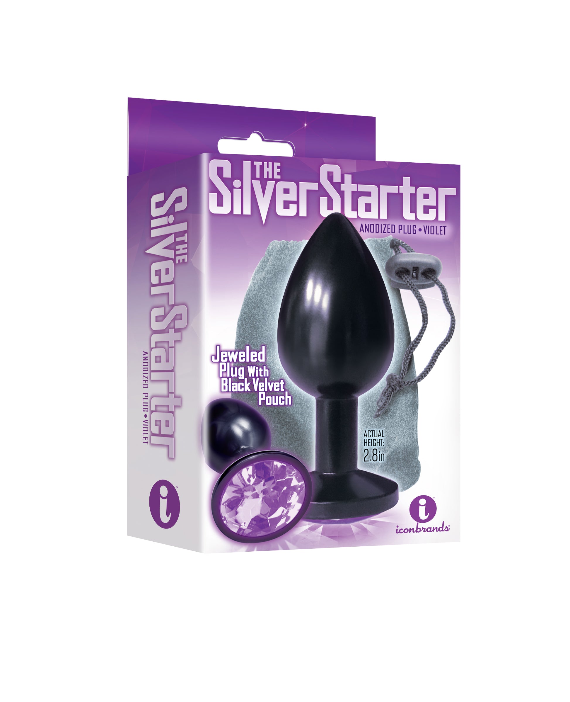 The 9's the Silver Starter Anodized Bejeweled Stainless Steel Plug - Violet ICB2612-2